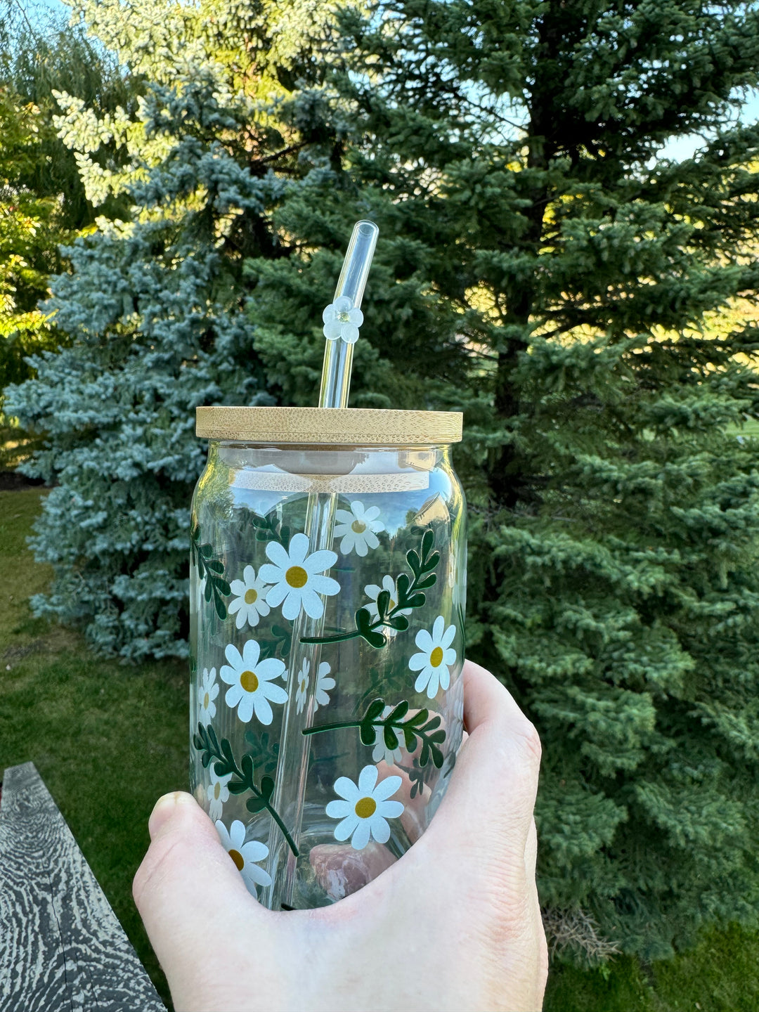Daisies Glass Cup