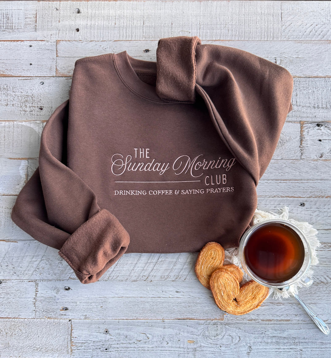 The Sunday Morning Club Embroidered Crewneck